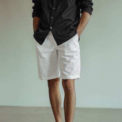 Men's Linen Baggy Shorts - White