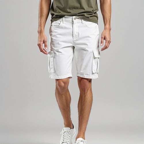 Men's Cotton Twill Cargo Shorts - White