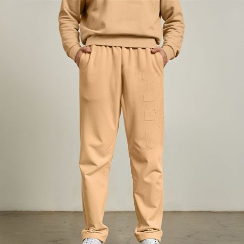 Men's Embossed French Terry Joggers - Beige