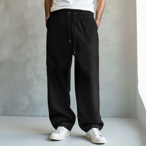 Men's Embossed French Terry Joggers - Black