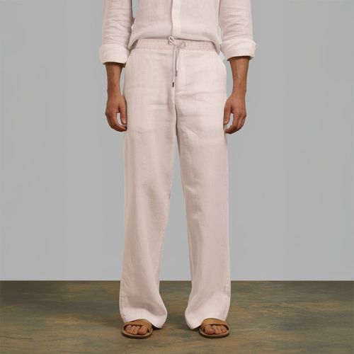 Men's Linen Drawstring Pants - White