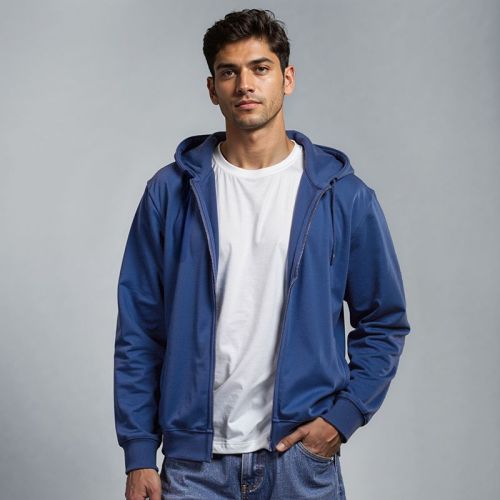 Men's French Terry Hoodie - Navy Blue