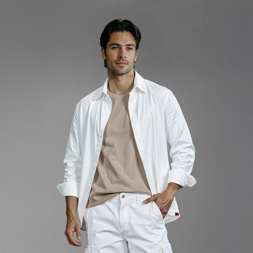 Men's Cotton Twill Shacket - Off White