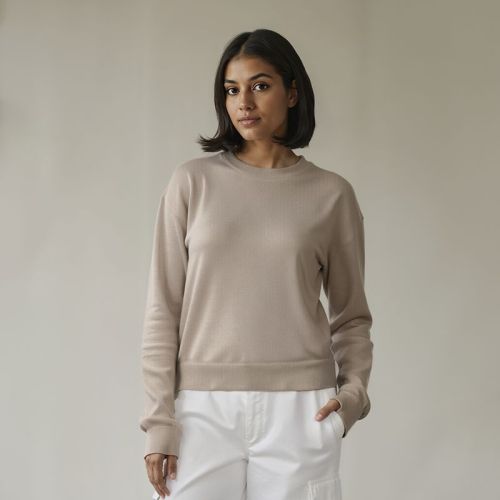 Women's Flatknit Cropped Sweatshirt - Beige