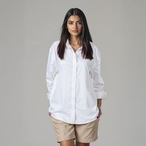Women's Cotton Twill Shacket - Off white