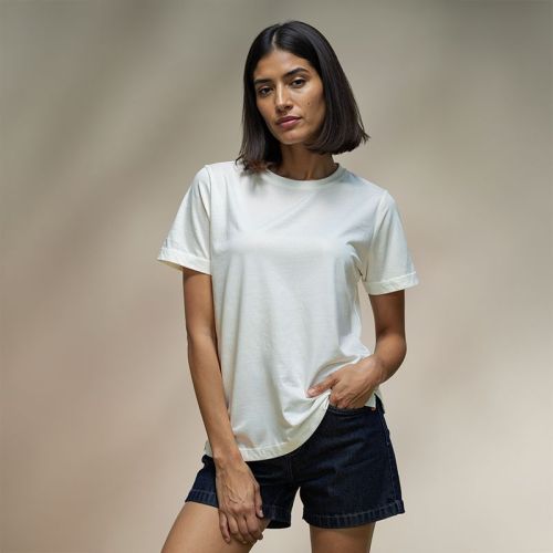 Women's Cotton Jersey Roundneck Tshirt - Off White