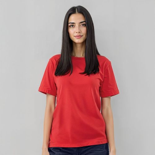 Women's Cotton Jersey Roundneck Tshirt - Red