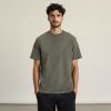 Men's French Terry Printed Round Neck T-Shirt - Olive